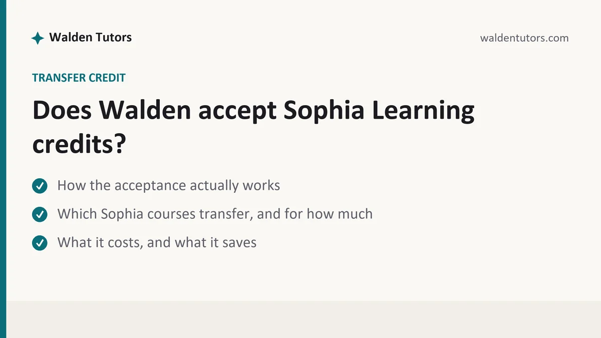 Does Walden accept Sophia Learning credits?, a Walden student guide, from Walden Tutors