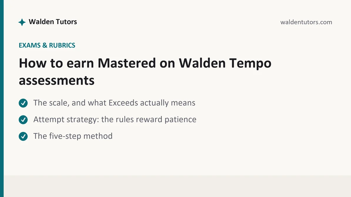 How to earn Mastered on Walden Tempo assessments, a Walden student guide, from Walden Tutors